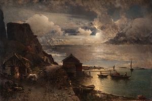 Moonlight Fjällbacka [1881] by Alfred Wahlberg [1834–1906]
